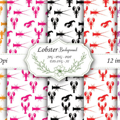 Mockup new Crustacean Craft Paper Printable Crab Lobster Background Digital Paper