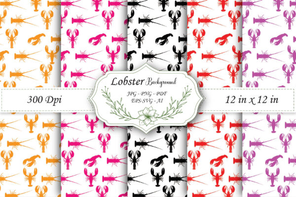 Mockup new Crustacean Craft Paper Printable Crab Lobster Background Digital Paper