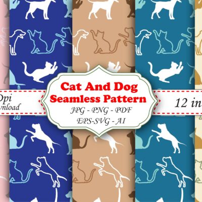 Cute Cat Pattern Floral Design