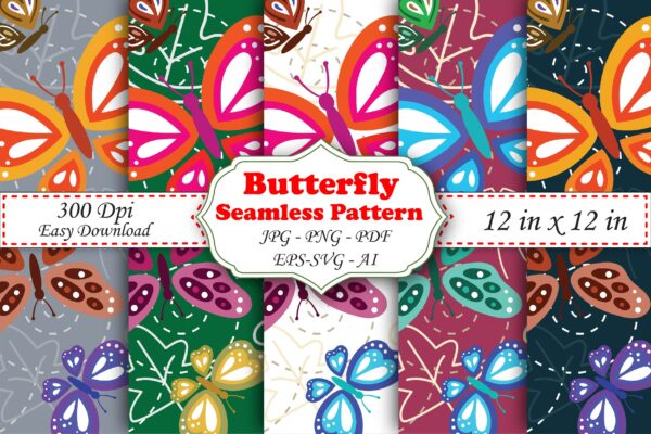 Mockup new-01 Seamless Watercolor Butterflies Digital Paper, Butterfly Blooms Seamless Pattern-052