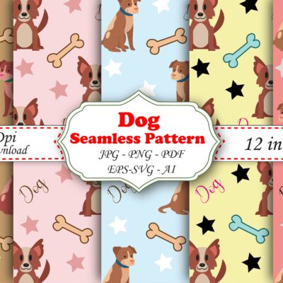 Dogs Seamless Pattern, Puppy Digital Paper-053