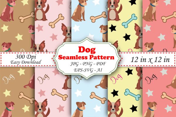 Dogs Seamless Pattern, Puppy Digital Paper-053