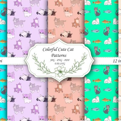 Mockup new-01 Cats Seamless Pattern Digital File Commercial Use Flowers Repeat Pattern For Fabric Cat Flowers Repeat Pattern-054