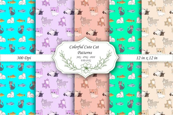 Mockup new-01 Cats Seamless Pattern Digital File Commercial Use Flowers Repeat Pattern For Fabric Cat Flowers Repeat Pattern-054