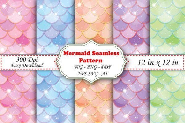 Mockup new-01 Mermaid Seamless Digital Paper | Underwater Background Pattern
