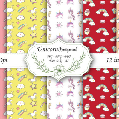 Mockup new happy unicorn digital paper, cute unicorn seamless pattern, kids seamless, baby girl fabric pattern