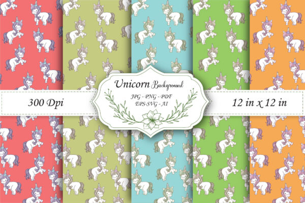 Mockup new Unicorns Pastel Colors Digital Papers 300 DPI Maximum Quality, unicorn scrapbook, unicorn printables paper designs