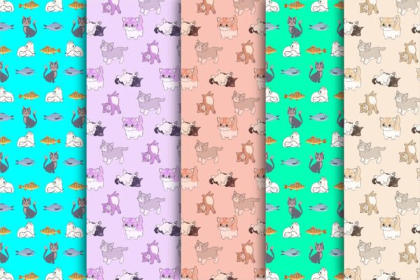 Mockup new-02 Cats Seamless Pattern Digital File Commercial Use Flowers Repeat Pattern For Fabric Cat Flowers Repeat Pattern-054