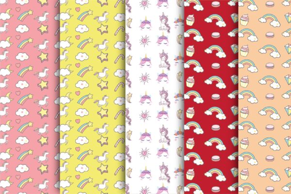 Mockup new-02 happy unicorn digital paper, cute unicorn seamless pattern, kids seamless, baby girl fabric pattern-063