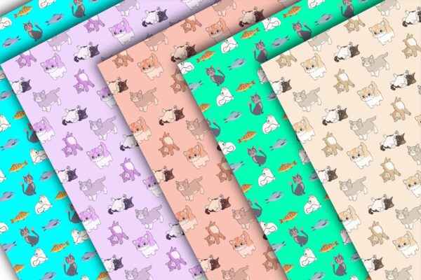 Mockup new-05 Cats Seamless Pattern Digital File Commercial Use Flowers Repeat Pattern For Fabric Cat Flowers Repeat Pattern-054