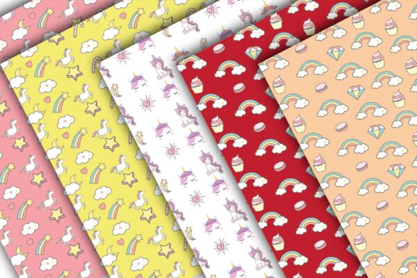 Mockup new-05 happy unicorn digital paper, cute unicorn seamless pattern, kids seamless, baby girl fabric pattern-063