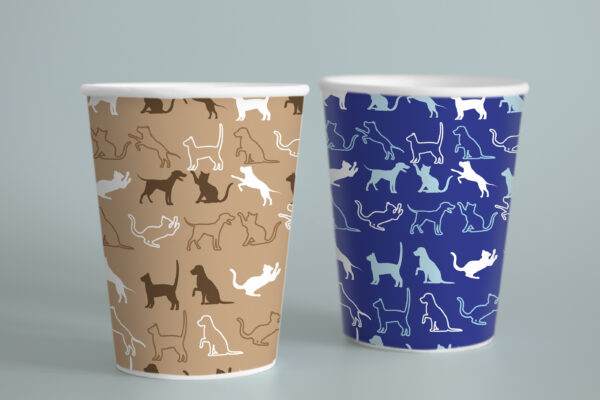 Simple paper coffee cup design mockup Cute Cat Seamless Pattern, Cat Lovers Background, Repeating Cat Digital Background Design-051