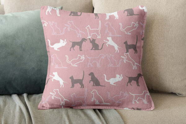 Pillow cushion cover mockup psd in floral pattern interior design Cute Cat Seamless Pattern, Cat Lovers Background, Repeating Cat Digital Background Design-051