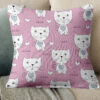 Pillow cushion cover mockup psd in floral pattern interior design Cat Lovers Floral Seamless Repeat Pattern-050
