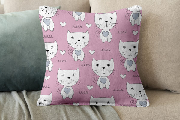 Pillow cushion cover mockup psd in floral pattern interior design Cat Lovers Floral Seamless Repeat Pattern-050