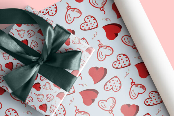 Terrazzo gift box mockup psd with green ribbon Valentine Seamless Patterns , Blush Valentine, Scrapbooking, Commercial Use Patterns-047