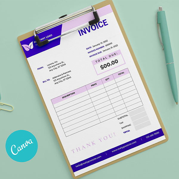 Invoice Template -CANVA invoice templateInvoice Template -CANVA Modern Printable Invoice Template