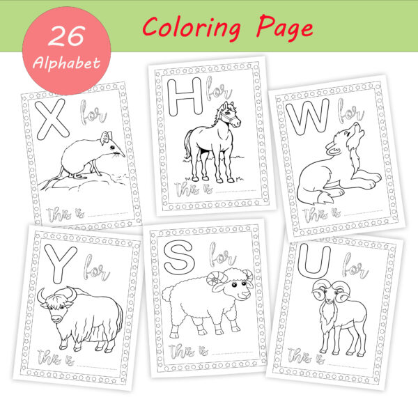 Alphabet Coloring Pages for Kids - 26 Printable ABC Letters with Easy Pictures