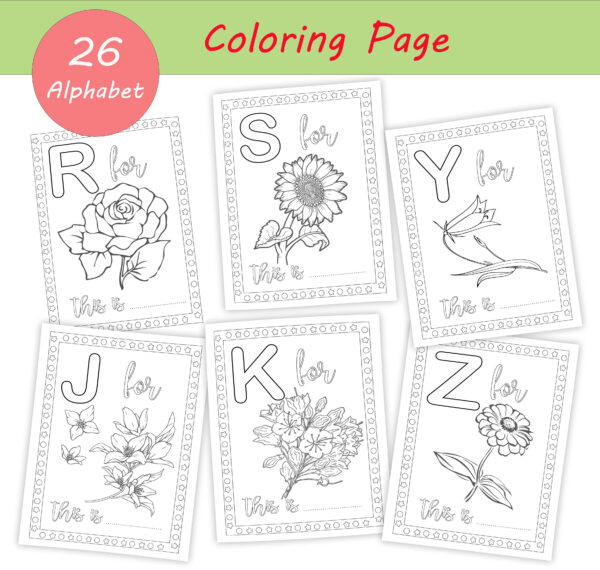 Baby's First ABC Animals Book, Alphabet Coloring Pages, Baby Shower Coloring Pages, Baby Shower Keepsake Activity