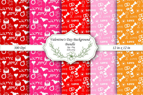 Pink Glossy Heart Digital Paper, Valentine Scrapbook Patterns