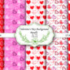 Valentines Themed Digital Papers, Valentine Seamless Digital Paper Bundle
