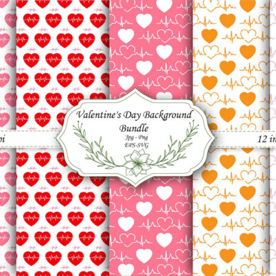 Mockup new Valentine Red & Pink Seamless Patterns Set