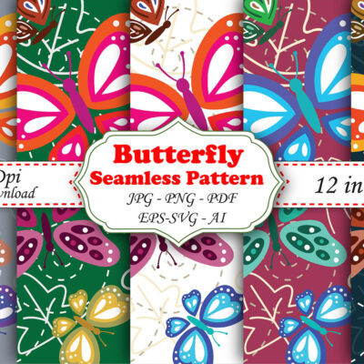Seamless Pattern, Floral Seamless Design,Butterfly Pattern,Digital Paper,Digital backgrounds,Paper Crafts,Striped Paper,Pattern Papers,Pattern, background