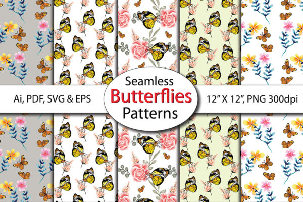 5_Mockup Spring Butterfly Seamless Paper