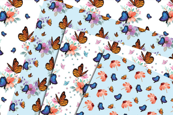 1 Seamless Butterflies Digital Paper & Seamless Pattern-P011