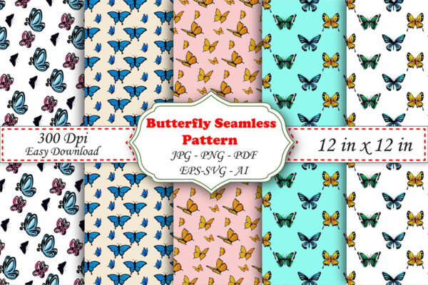 Butterfly Garden Seamless Pattern