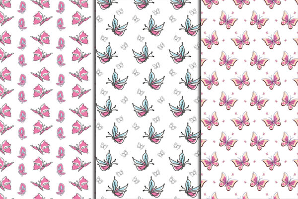 2 Spring Butterfly Seamless Paper, Pastel Scrapbooking Patterns Digital Download-P012