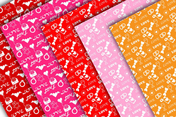 Glossy Heart Digital Paper, Valentine Scrapbook Patterns-08