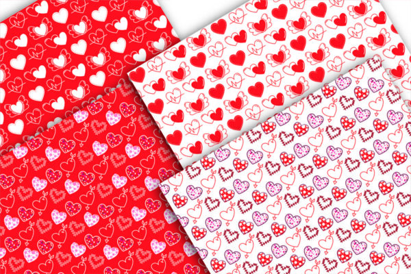 Valentines Themed Digital Papers, Valentine Seamless Digital Paper Bundle-011