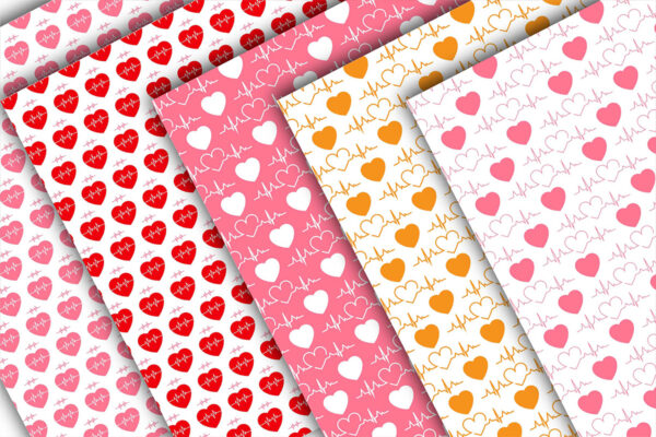 Mockup new Valentine Hearts Seamless Pattern & Digital Paper Background-024