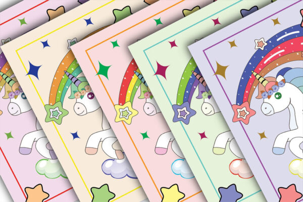 Seamless PatternSeamless Pattern Unicorn Digital Paper, Rainbow Scrapbook Patterns-04