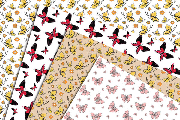 Butterfly pattern printable butterfly background pastel neutral bright butterfly clipart-05
