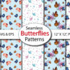 3 Butterfly Garden Seamless Pattern
