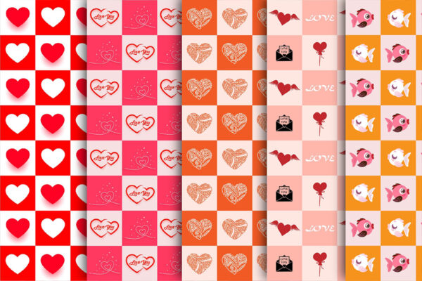 Hearts Digital Paper, Seamless Valentine Printable-07