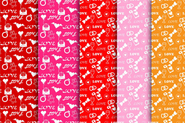 Glossy Heart Digital Paper, Valentine Scrapbook Patterns-08