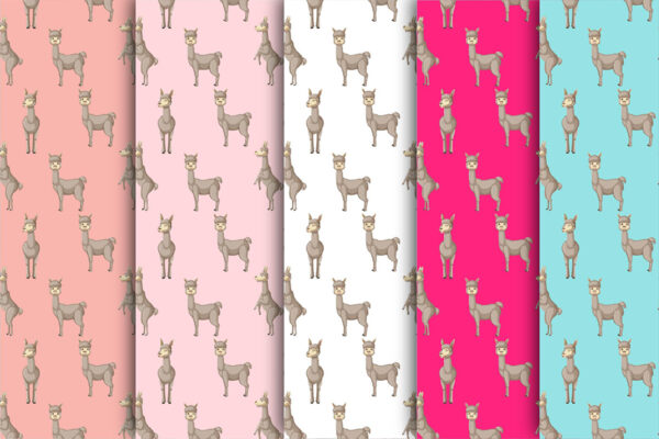 Lllama Alpaca Digital Papers and Cactus Clipart SET, for Scrapbooking, Invitation, Planners, Birthday-010