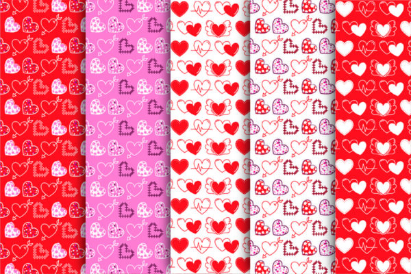 Valentines Themed Digital Papers, Valentine Seamless Digital Paper Bundle-011