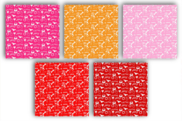 Glossy Heart Digital Paper, Valentine Scrapbook Patterns-08