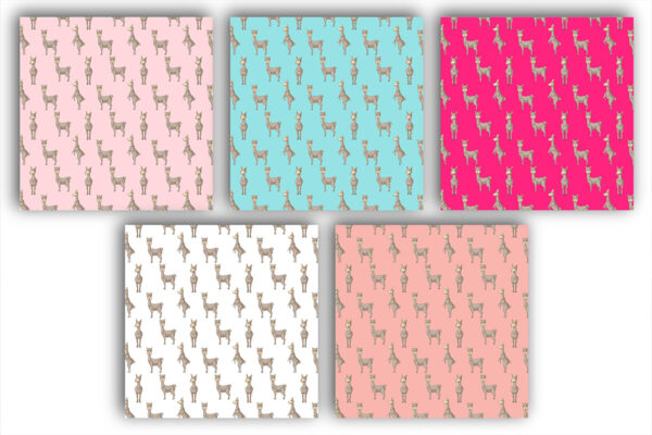 Lllama Alpaca Digital Papers and Cactus Clipart SET, for Scrapbooking, Invitation, Planners, Birthday-010