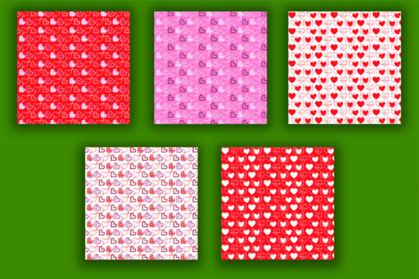 Valentines Themed Digital Papers, Valentine Seamless Digital Paper Bundle-011
