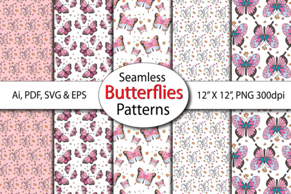 5_Mockup Spring Butterfly Seamless Paper
