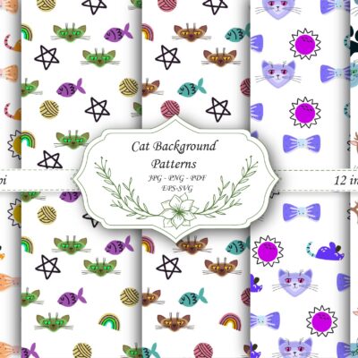 Mockup new-01 Cute cat Digital Paper Background
