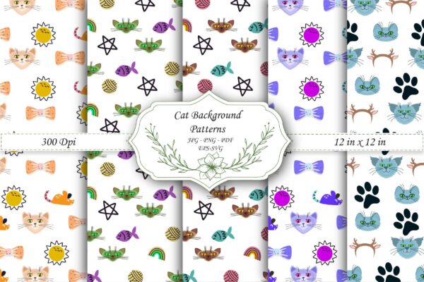 Cute cat Digital Paper Background