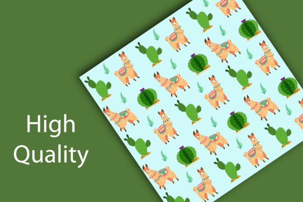 Llama Digital Paper Pack: Boho Cactus Aztec Seamless Patterns-06