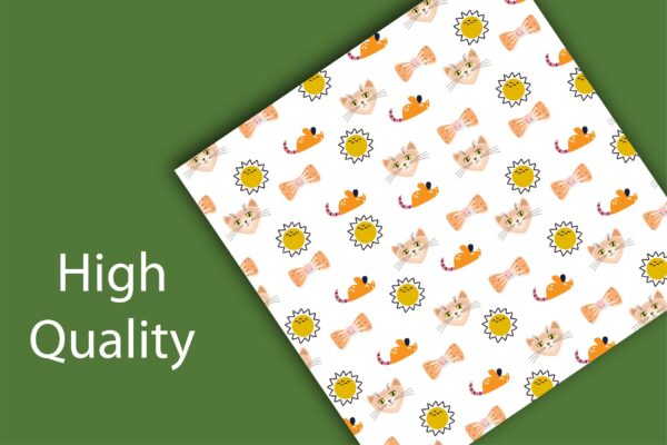 Cute Cat Digital Paper Bundle , Seamless Kawaii Cat & Paw Print Patterns, Scrapbook Paper, Printable Background05