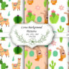 Llama Digital Paper Pack: Boho Cactus Aztec Seamless Patterns-06
